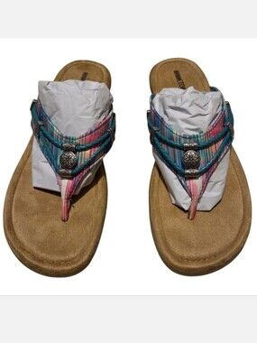 Women’s 12W Minnetonka Silverthorne 360 Turquoise Stripe Sandals